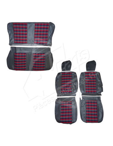 GARNITURES DE SIEGES / INTERIEUR COMPLET ECOSSAIS BLEU/ROUGE A PARTIR DE 1980